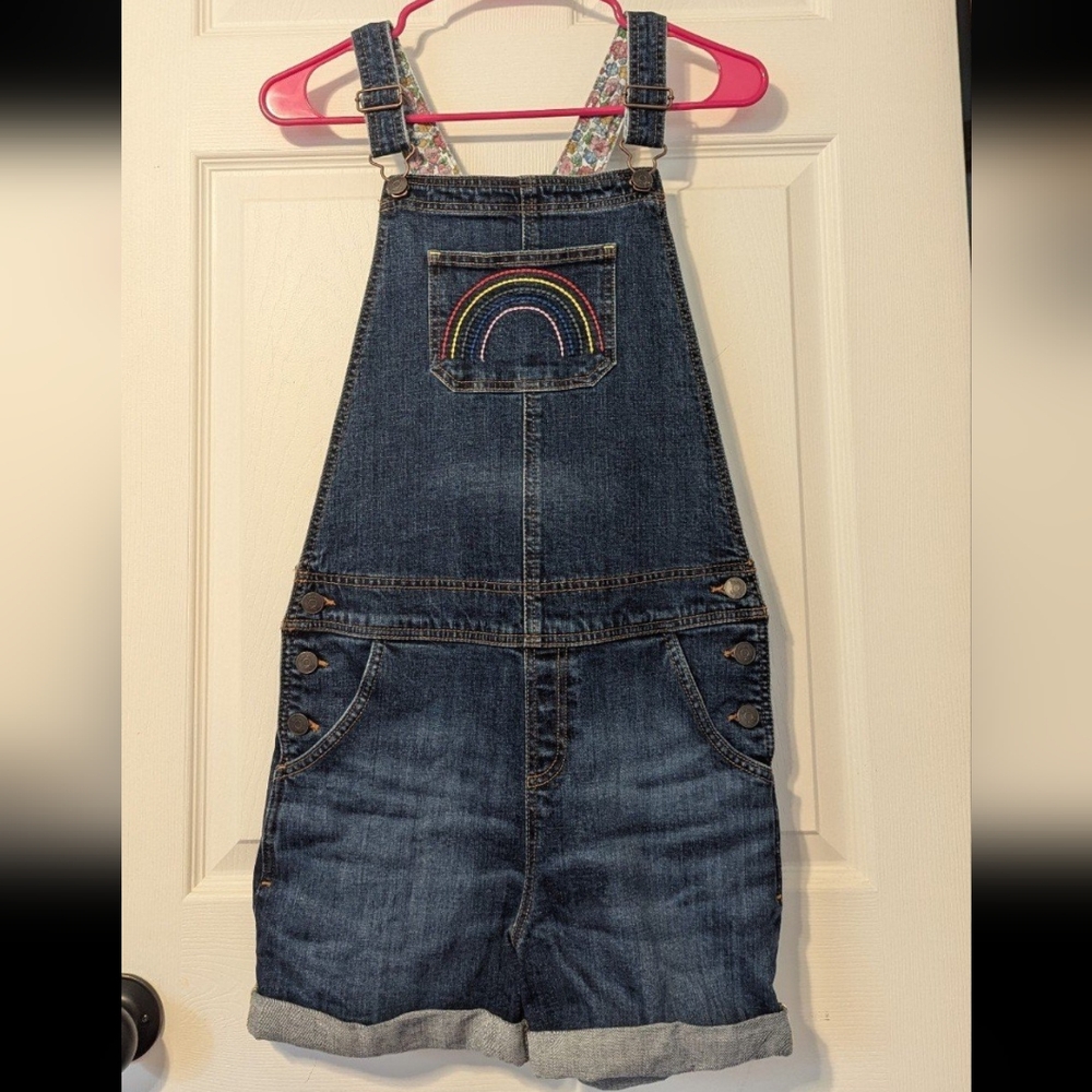 Mini Boden Distressed Rainbow Denim Overalls